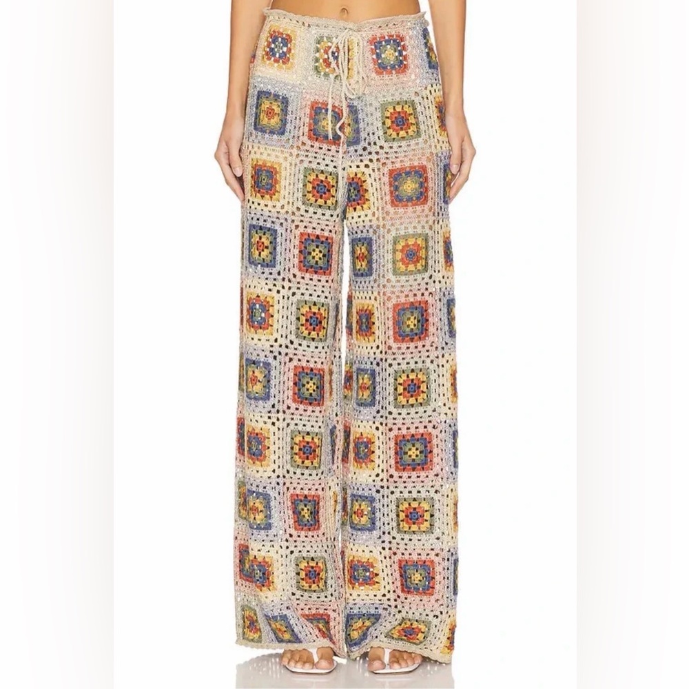 NWT Agua Bendita Roots Harvest Pants Crochet knit fabric Multicolor M